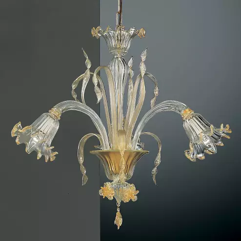 Mori 3 lights Murano chandelier - transparent gold color