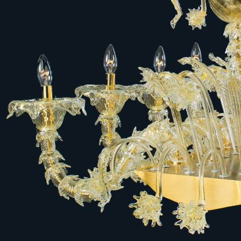 "Alvin" Murano glass chandelier - 8 lights - gold