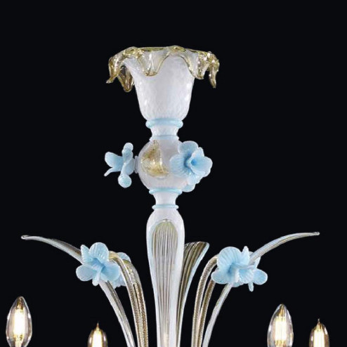 "Leja" lampara de araña de Murano - 8 luces - blanco y oro