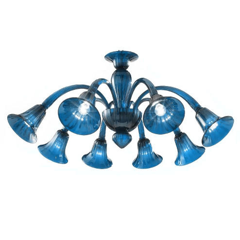 Giusto 8 lights Murano chandelier - aquamarine color