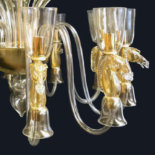 "Delilah" Murano glass chandelier - 10 lights - gold