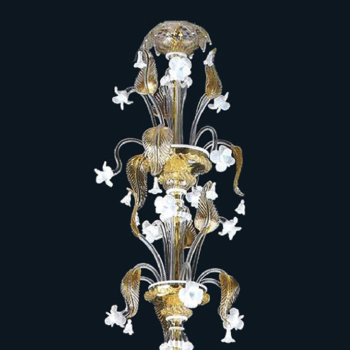 "Eilidh" Murano glas Kronleuchter - 12+8+8 flammig - gold und weiß