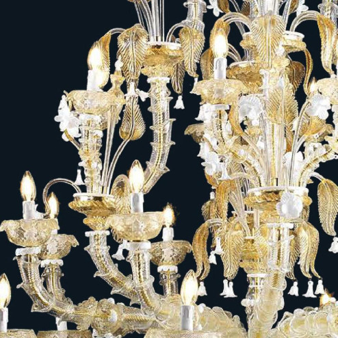"Eilidh" lampara de araña de Murano - 12+8+8 luces - oro y blanco