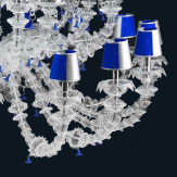 "Julien" Murano glas Kronleuchter mit lampenschirmen - 16+8+12+6+8+4 flammig - transparent und blau