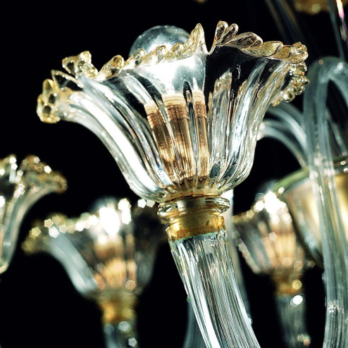 Novecento 8 lights Murano chandelier - transparent gold color