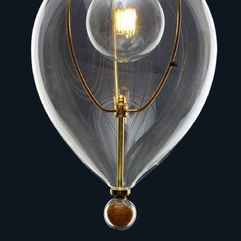 "Fiona" Murano glass pendant light - 1 light - transparent and amber