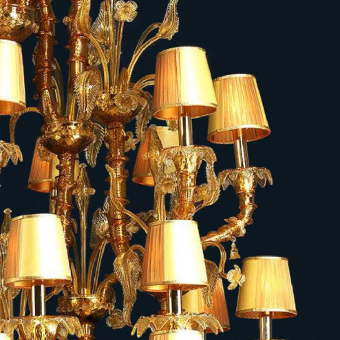 "Honey" lustre en cristal de Murano avec abat-jour - 12+8+8 lumière - ambre et or