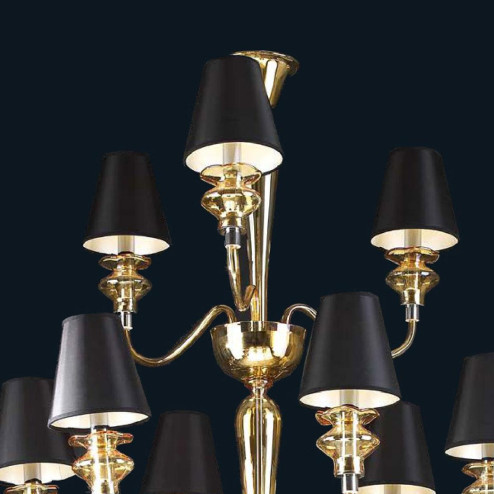 "Lillie" Murano glas Kronleuchter mit lampenschirmen - 12+6+3 flammig - bernstein