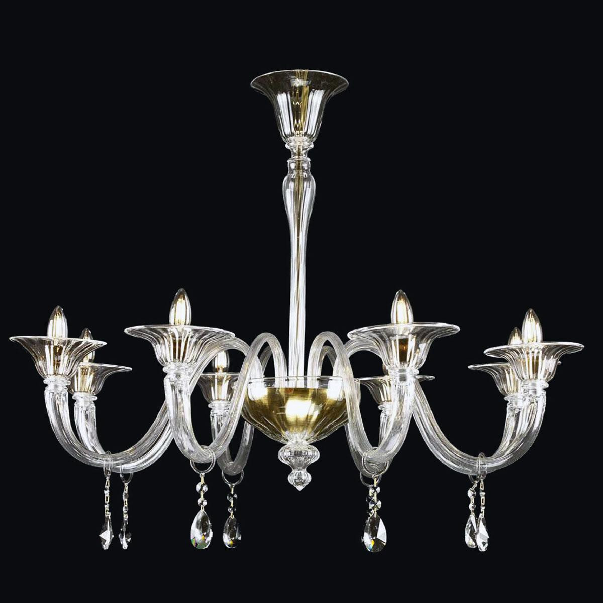 "Orla" Murano glass chandelier - 8 lights - transparent