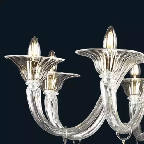 "Orla" lustre en cristal de Murano - 8 lumières - transparent