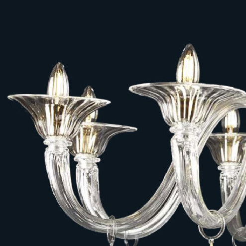 "Orla" Murano glass chandelier - 8 lights - transparent
