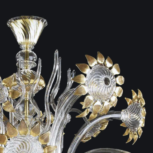 "Allegra" lampara de araña de Murano - 5+5 luces - transparente y oro