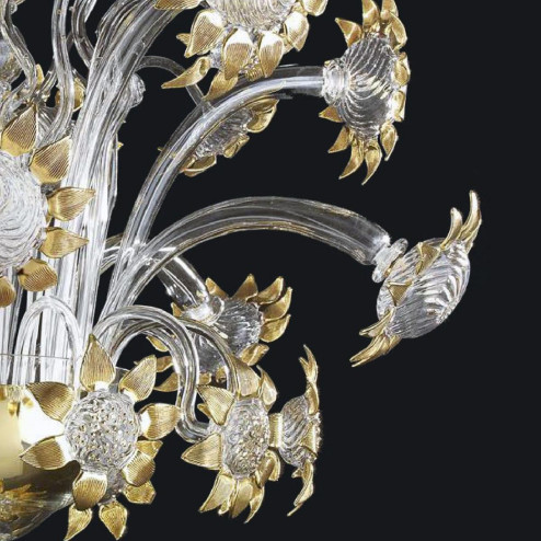 "Allegra" lustre en cristal de Murano - 5+5 lumières - transparent et or