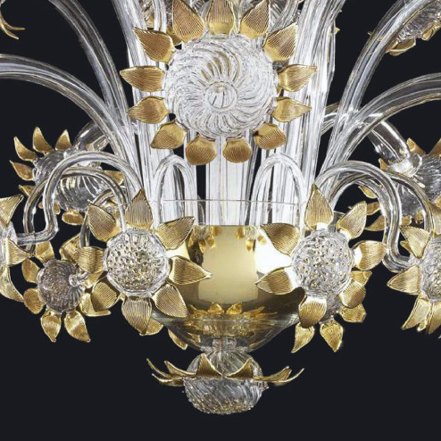 "Allegra" lampara de araña de Murano - 5+5 luces - transparente y oro