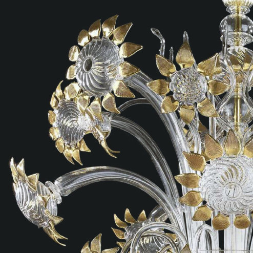 "Allegra" lustre en cristal de Murano - 5+5 lumières - transparent et or