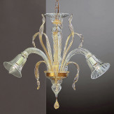 Rialto 3 luces lámpara de Murano - color transparente oro