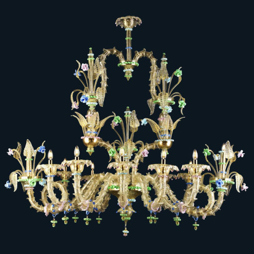"Mea" lampara de araña de Murano - 12 luces - oro
