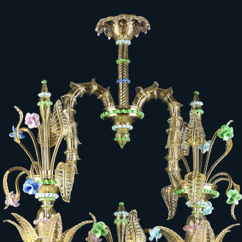 "Mea" Murano glass chandelier - 12 lights - gold