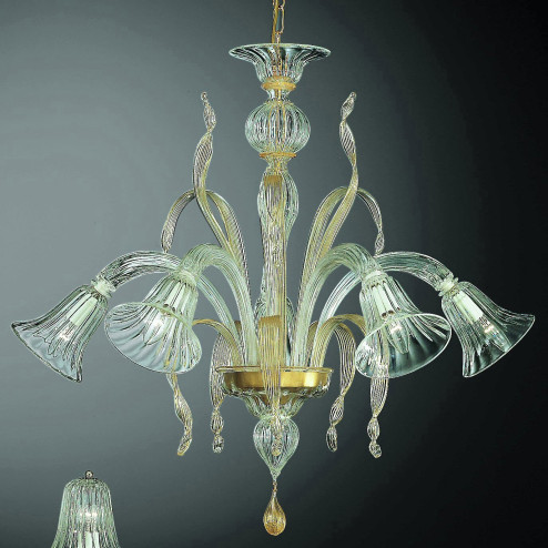 Rialto 5 lights Murano chandelier - transparent gold color