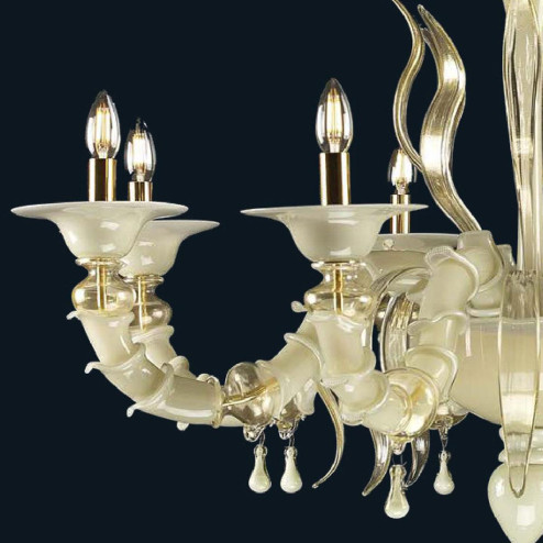 "Savanna" lustre en cristal de Murano  - 8 lumières - blanc