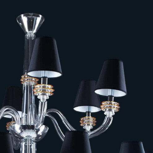 "Dainton" Murano glas Kronleuchter mit lampenschirmen - 12+6 flammig - transparent und topas