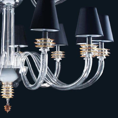 "Dainton" Murano glas Kronleuchter mit lampenschirmen - 12+6 flammig - transparent und topas