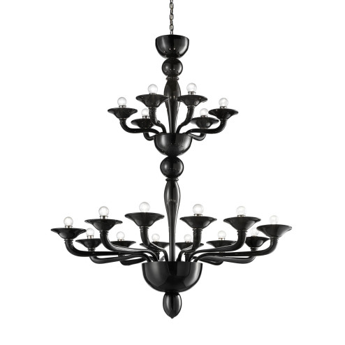 Squero 12+6 lights Murano chandelier - black color