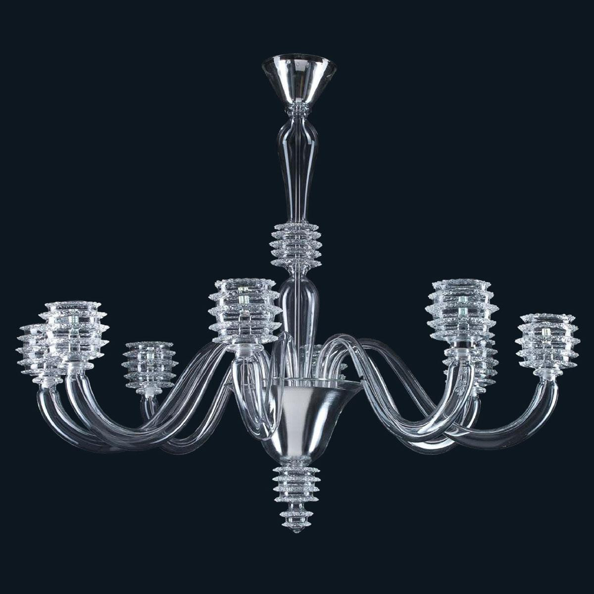 "Mollie" Murano glass chandelier - 8 lights - transparent