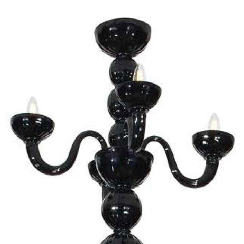 "Micah" Murano glass chandelier with lampshades - 24+16+12+8+4 lights - black