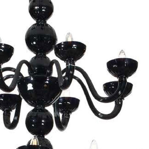 "Micah" Murano glas Kronleuchter mit lampenschirmen - 24+16+12+8+4 flammig - schwarz