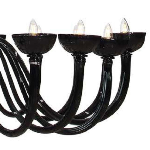 "Micah" Murano glas Kronleuchter mit lampenschirmen - 24+16+12+8+4 flammig - schwarz