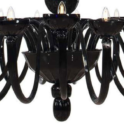 "Micah" lampara de araña de Murano con pantallas - 24+16+12+8+4 luces - negro