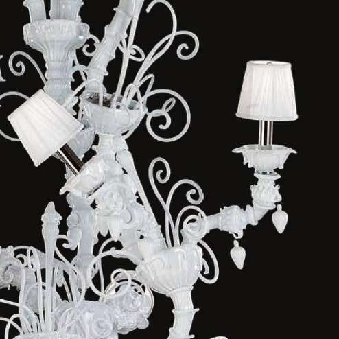 "Theodore" Murano glas Kronleuchter mit lampenschirmen - 12+6 flammig - weiß