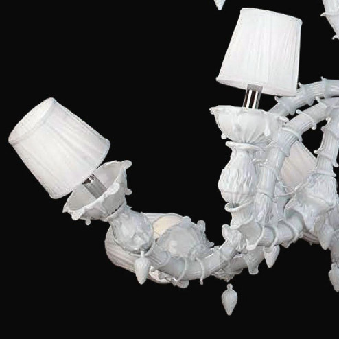 "Theodore" lustre en cristal de Murano avec abat-jour - 12+6 lumières - blanc