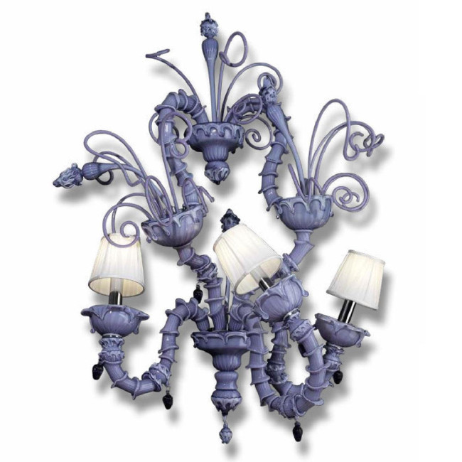 "Theodore" Murano glass sconce with lampshades - 3 lights - amethyst
