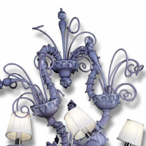 "Theodore" applique en verre de Murano avec abat-jour - 3 lumières - améthyste