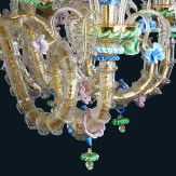 "Shannon" lampara de araña de Murano - 12 luces - oro y multicolor