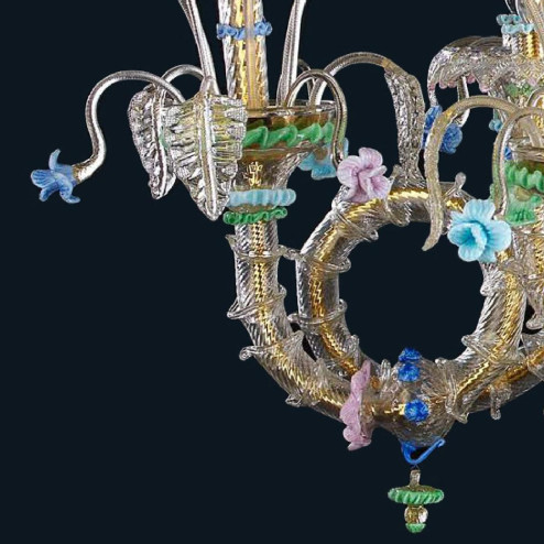 "Shannon" Murano glass chandelier - 12 lights - gold and multicolor