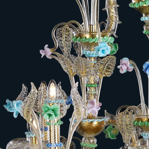 "Shannon" lustre en cristal de Murano - 12 lumières - or et multicolor