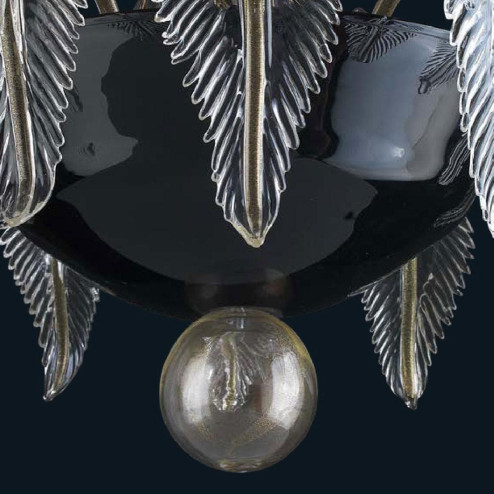 "Jaeden" plafonnier en verre de Murano - 6 lumières - noir et or