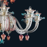 "Evangeline" Murano glas Kronleuchter - 8 flammig - transparent, multicolor und gold