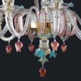 "Evangeline" Murano glas Kronleuchter - 8 flammig - transparent, multicolor und gold