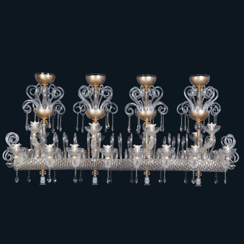 "Cedric" Murano glass chandelier - 16+8 lights - transparent