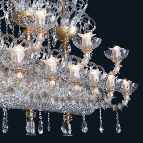 "Cedric" lustre en cristal de Murano - 16+8 lumières - transparent