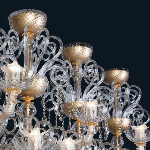 "Cedric" Murano glass chandelier - 16+8 lights - transparent