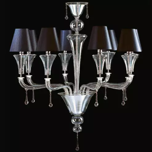 "Elliott" lustre en cristal de Murano avec abat-jour - 8 lumières - transparent