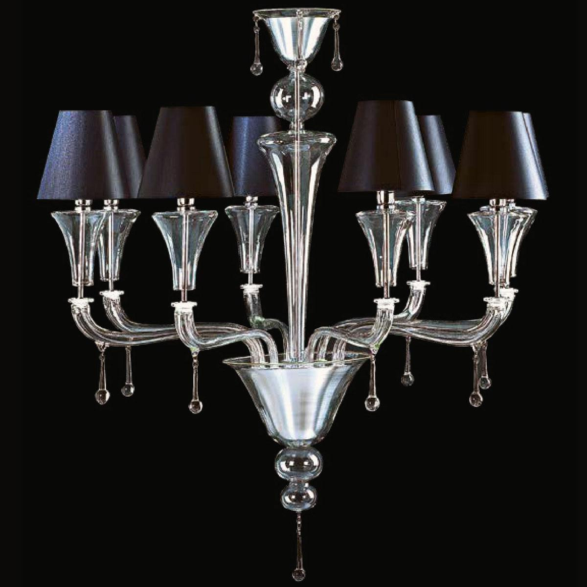 "Elliott" Murano glas Kronleuchter mit lampenschirmen - 8 flammig - transparent