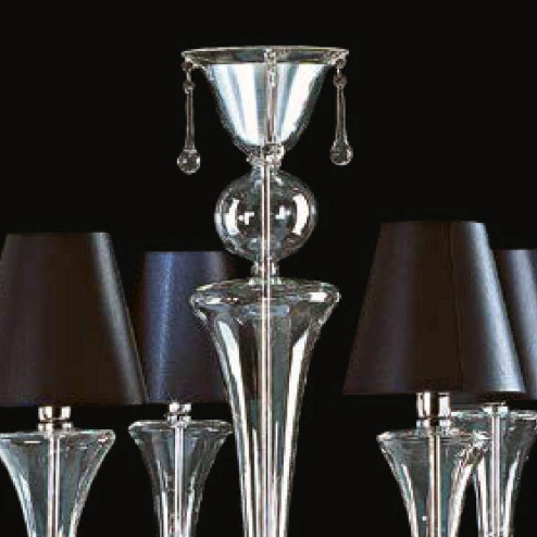 "Elliott" Murano glass chandelier with lampshades - 8 lights - transparent
