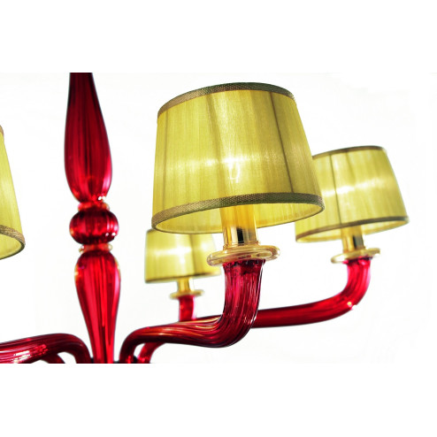 Tiziano 6 lumières lustre Murano - couleur rouge or