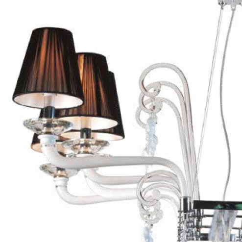 "Constance" Murano glass chandelier with lampshades - 8 lights -  white